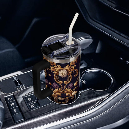 Leakproof Car Cup Vacuum Sealed With Lid For Office Crystal Clear Blue Water Ripple Print Drinkware Light Rose Red-style-5 - Colors F