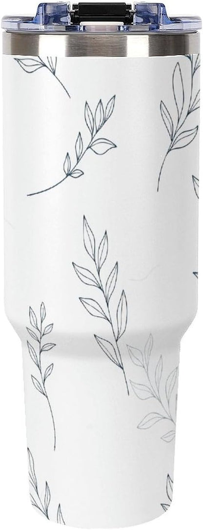 Leakproof Car Cup Vacuum Sealed With Lid For Office Crystal Clear Blue Water Ripple Print Drinkware Light Rose Red-style-5 - Colors F