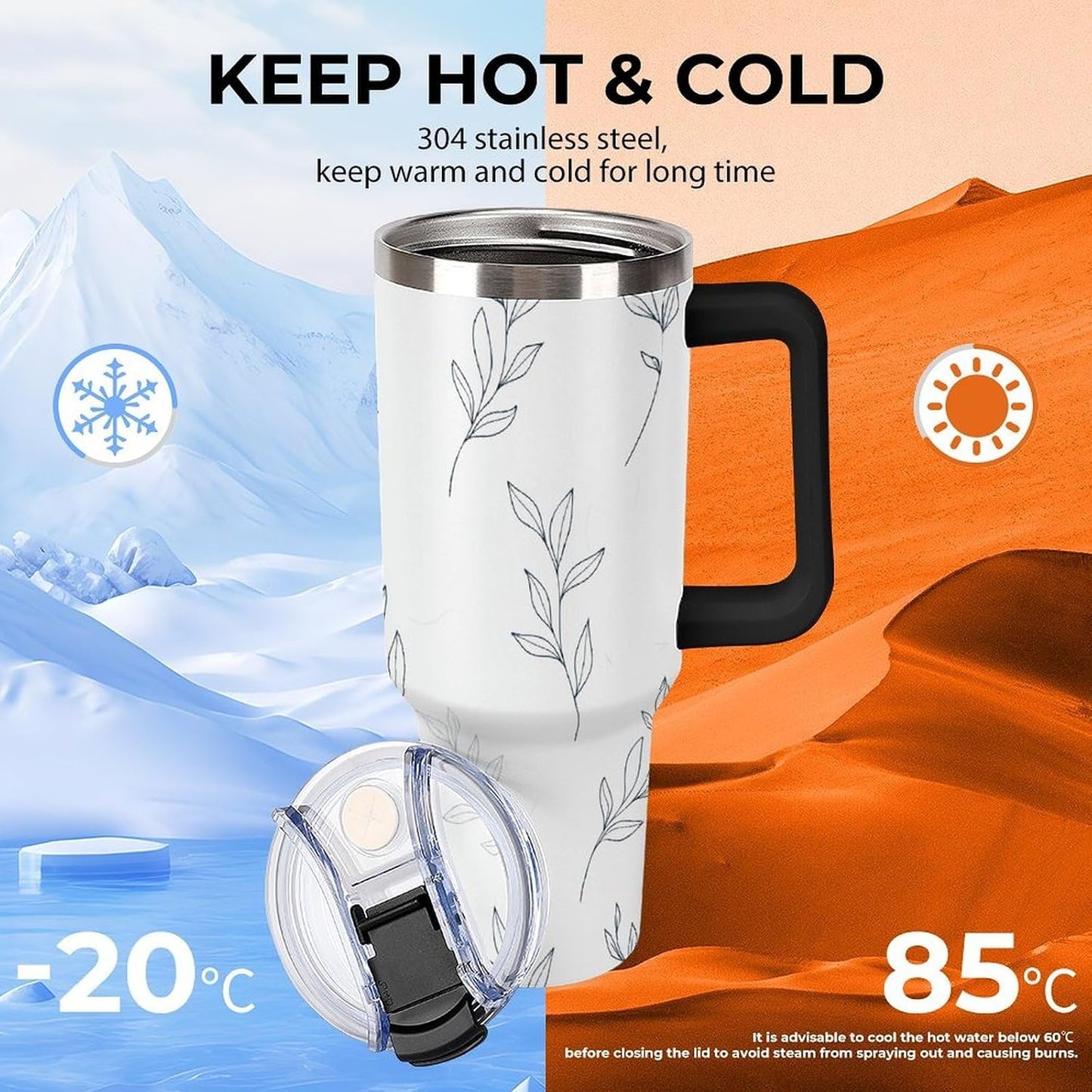 Leakproof Car Cup Vacuum Sealed With Lid For Office Crystal Clear Blue Water Ripple Print Drinkware Light Rose Red-style-5 - Colors F