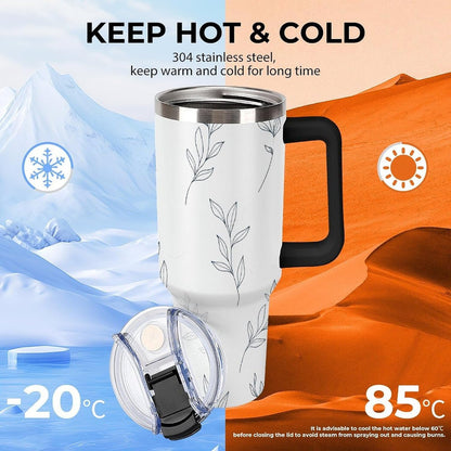 Leakproof Car Cup Vacuum Sealed With Lid For Office Crystal Clear Blue Water Ripple Print Drinkware Light Rose Red-style-5 - Colors F