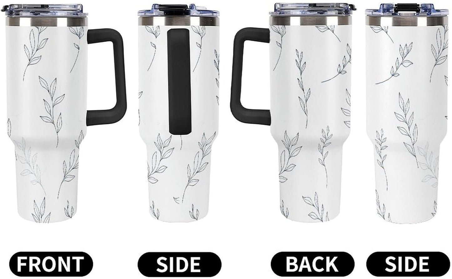 Leakproof Car Cup Vacuum Sealed With Lid For Office Crystal Clear Blue Water Ripple Print Drinkware Light Rose Red-style-5 - Colors F