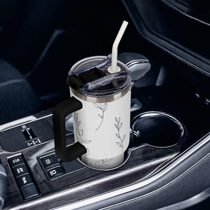 Leakproof Car Cup Vacuum Sealed With Lid For Office Crystal Clear Blue Water Ripple Print Drinkware Light Rose Red-style-5 - Colors F