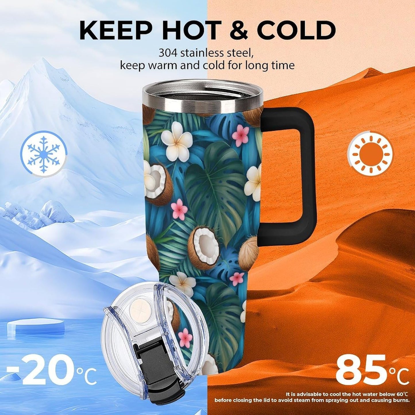 Leakproof Car Cup Vacuum Sealed With Lid For Office Crystal Clear Blue Water Ripple Print Drinkware Light Rose Red-style-5 - Colors F