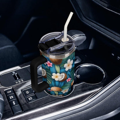 Leakproof Car Cup Vacuum Sealed With Lid For Office Crystal Clear Blue Water Ripple Print Drinkware Light Rose Red-style-5 - Colors F