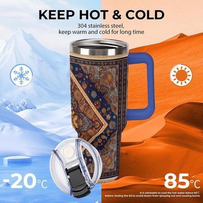 Leakproof Car Cup Vacuum Sealed With Lid For Office Crystal Clear Blue Water Ripple Print Drinkware Light Rose Red-style-5 - Colors F