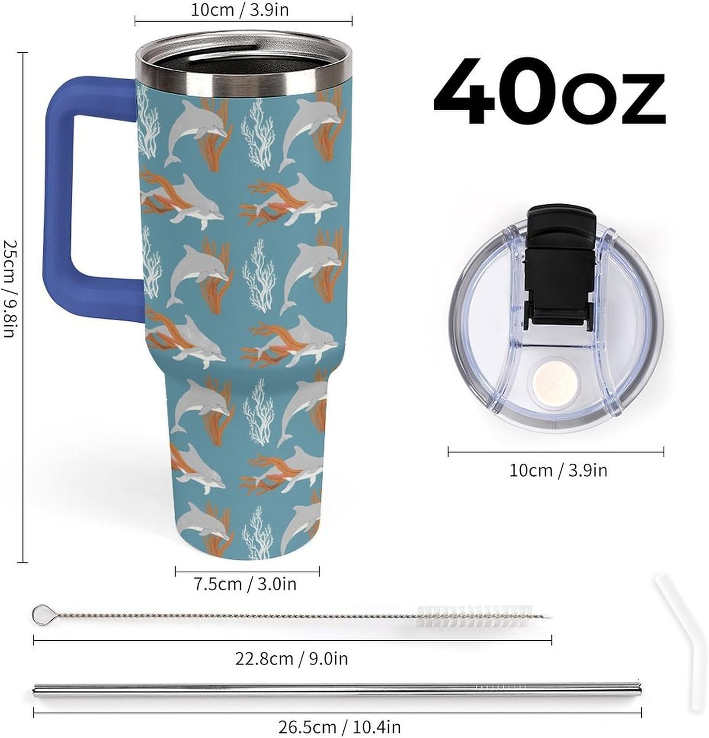 Leakproof Car Cup Vacuum Sealed With Lid For Office Crystal Clear Blue Water Ripple Print Drinkware Light Rose Red-style-5 - Colors F