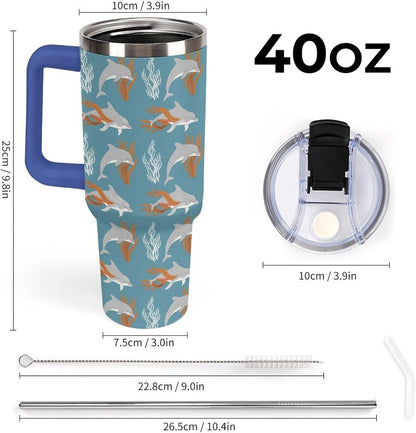 Leakproof Car Cup Vacuum Sealed With Lid For Office Crystal Clear Blue Water Ripple Print Drinkware Light Rose Red-style-5 - Colors F