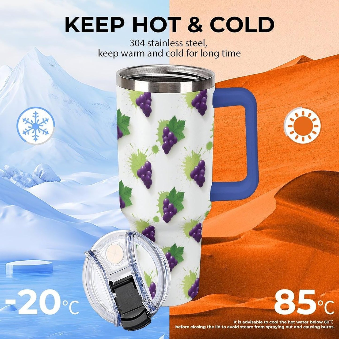 Leakproof Car Cup Vacuum Sealed With Lid For Office Crystal Clear Blue Water Ripple Print Drinkware Light Rose Red-style-5 - Colors F