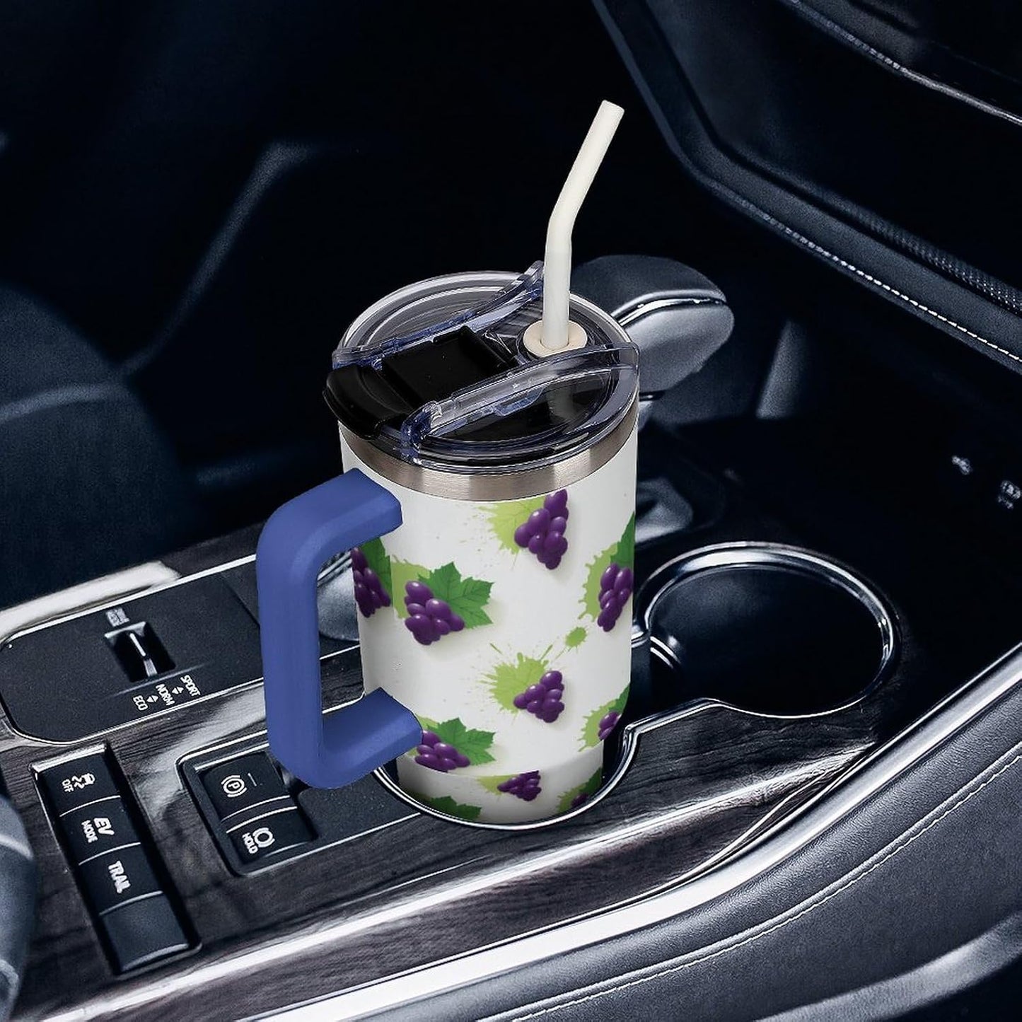 Leakproof Car Cup Vacuum Sealed With Lid For Office Crystal Clear Blue Water Ripple Print Drinkware Light Rose Red-style-5 - Colors F