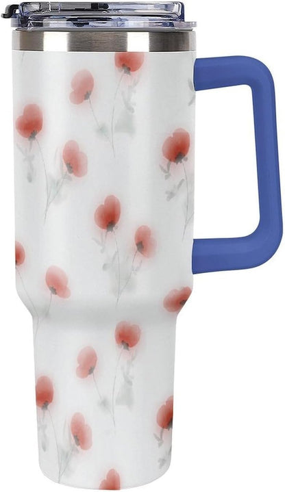 Leakproof Car Cup Vacuum Sealed With Lid For Office Crystal Clear Blue Water Ripple Print Drinkware Light Rose Red-style-5 - Colors F