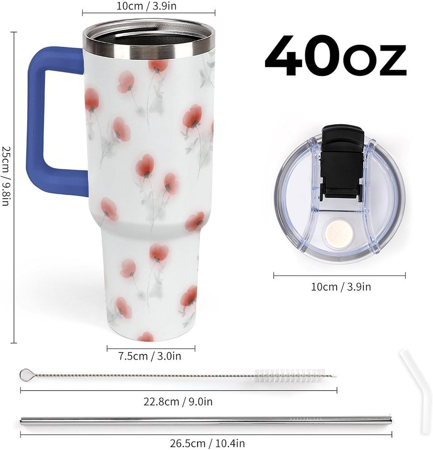 Leakproof Car Cup Vacuum Sealed With Lid For Office Crystal Clear Blue Water Ripple Print Drinkware Light Rose Red-style-5 - Colors F