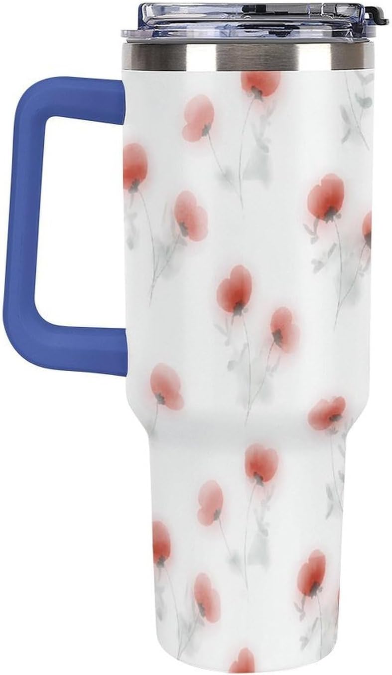 Leakproof Car Cup Vacuum Sealed With Lid For Office Crystal Clear Blue Water Ripple Print Drinkware Light Rose Red-style-5 - Colors F