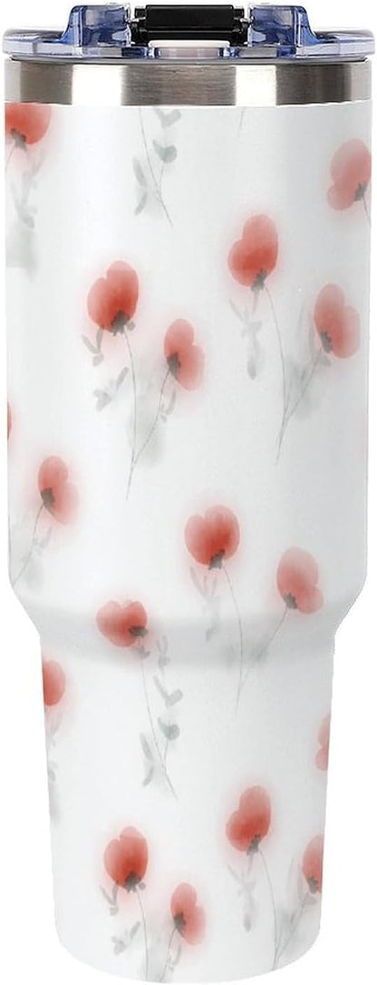 Leakproof Car Cup Vacuum Sealed With Lid For Office Crystal Clear Blue Water Ripple Print Drinkware Light Rose Red-style-5 - Colors F