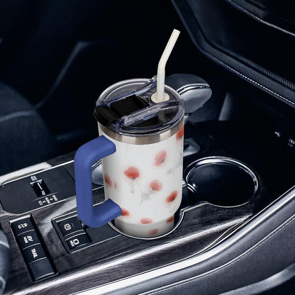 Leakproof Car Cup Vacuum Sealed With Lid For Office Crystal Clear Blue Water Ripple Print Drinkware Light Rose Red-style-5 - Colors F
