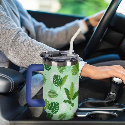 Leakproof Car Cup Vacuum Sealed With Lid For Office Crystal Clear Blue Water Ripple Print Drinkware Light Rose Red-style-5 - Colors F