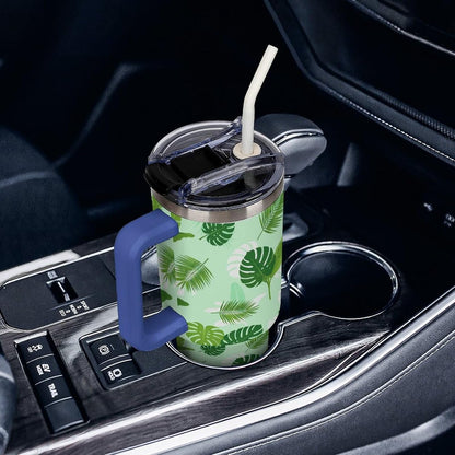 Leakproof Car Cup Vacuum Sealed With Lid For Office Crystal Clear Blue Water Ripple Print Drinkware Light Rose Red-style-5 - Colors F