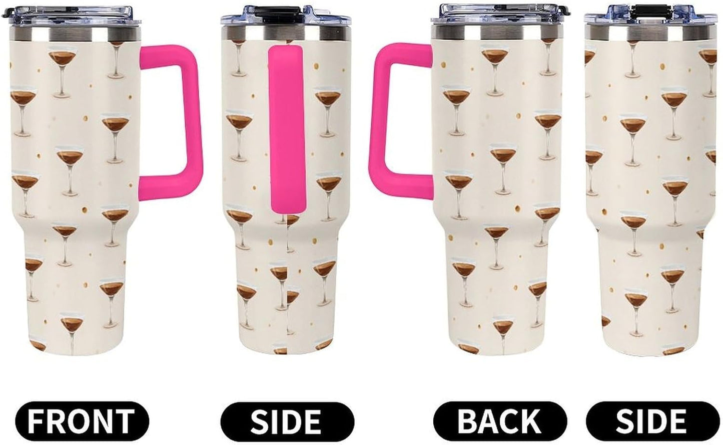 Leakproof Car Cup Vacuum Sealed With Lid For Office Crystal Clear Blue Water Ripple Print Drinkware Light Rose Red-style-5 - Colors F