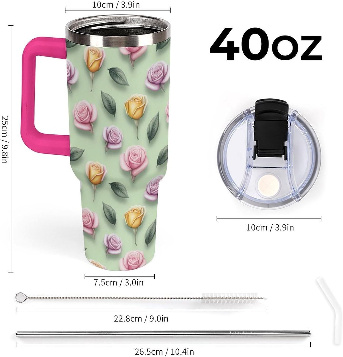 Leakproof Car Cup Vacuum Sealed With Lid For Office Crystal Clear Blue Water Ripple Print Drinkware Light Rose Red-style-5 - Colors F