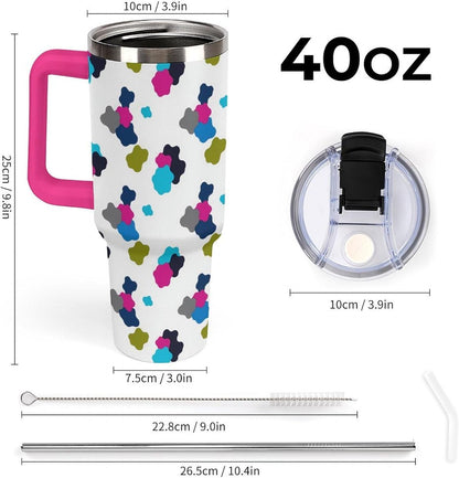 Leakproof Car Cup Vacuum Sealed With Lid For Office Crystal Clear Blue Water Ripple Print Drinkware Light Rose Red-style-5 - Colors F