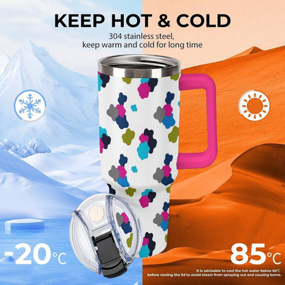 Leakproof Car Cup Vacuum Sealed With Lid For Office Crystal Clear Blue Water Ripple Print Drinkware Light Rose Red-style-5 - Colors F