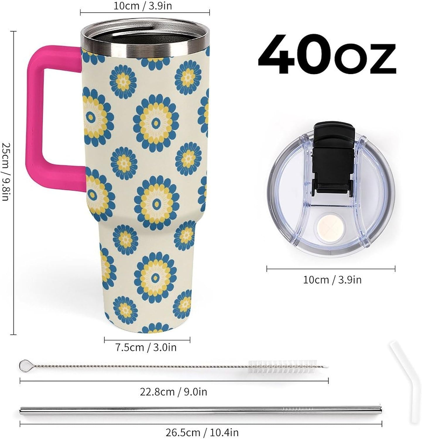 Leakproof Car Cup Vacuum Sealed With Lid For Office Crystal Clear Blue Water Ripple Print Drinkware Light Rose Red-style-5 - Colors F