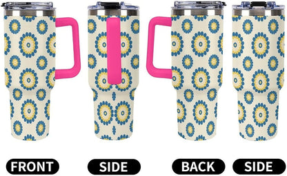 Leakproof Car Cup Vacuum Sealed With Lid For Office Crystal Clear Blue Water Ripple Print Drinkware Light Rose Red-style-5 - Colors F