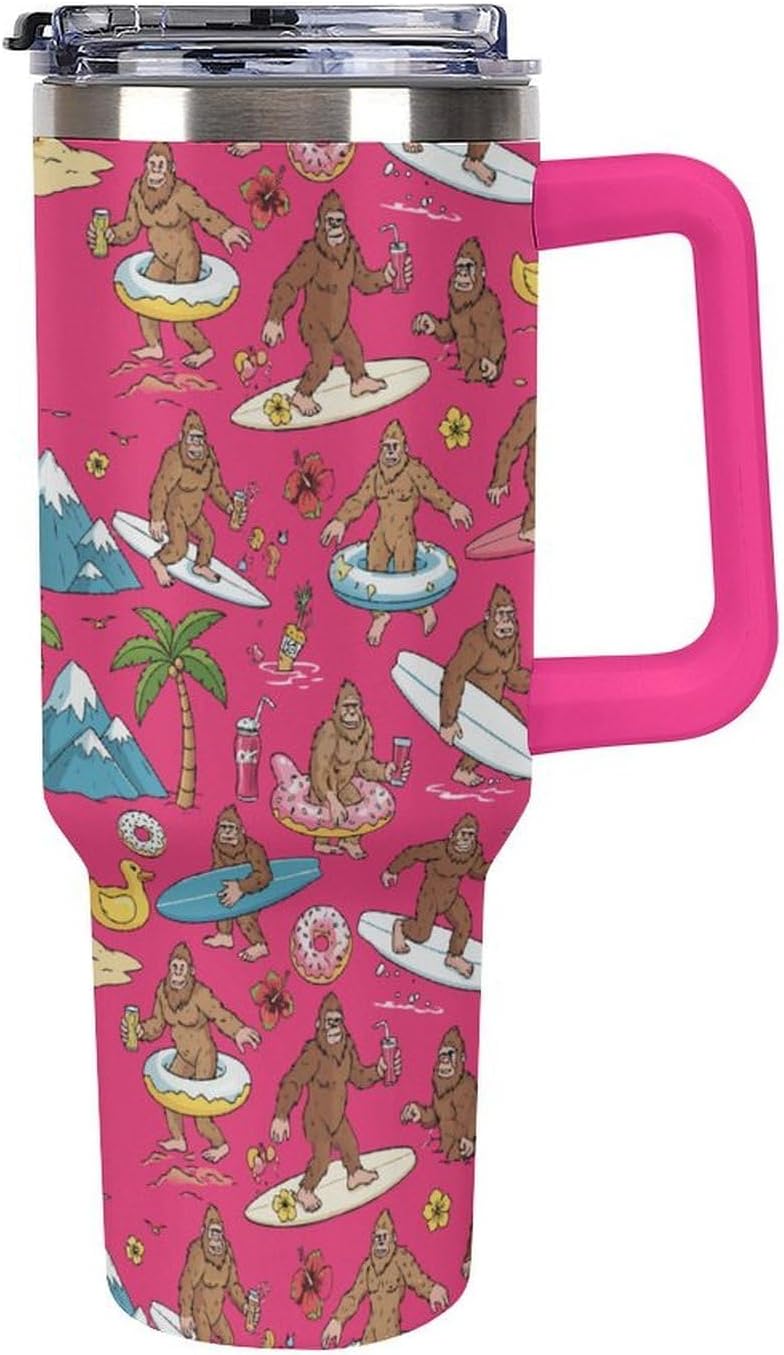 Leakproof Car Cup Vacuum Sealed With Lid For Office Crystal Clear Blue Water Ripple Print Drinkware Light Rose Red-style-5 - Colors F