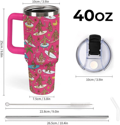 Leakproof Car Cup Vacuum Sealed With Lid For Office Crystal Clear Blue Water Ripple Print Drinkware Light Rose Red-style-5 - Colors F