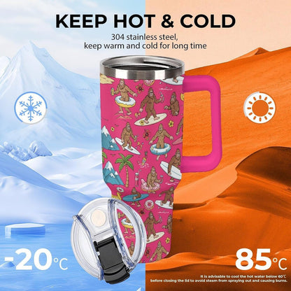 Leakproof Car Cup Vacuum Sealed With Lid For Office Crystal Clear Blue Water Ripple Print Drinkware Light Rose Red-style-5 - Colors F