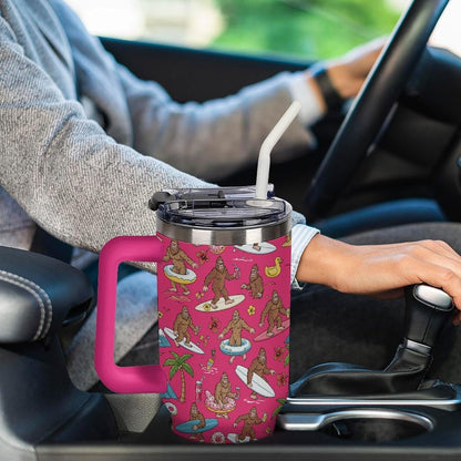 Leakproof Car Cup Vacuum Sealed With Lid For Office Crystal Clear Blue Water Ripple Print Drinkware Light Rose Red-style-5 - Colors F