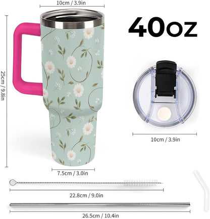 Leakproof Car Cup Vacuum Sealed With Lid For Office Crystal Clear Blue Water Ripple Print Drinkware Light Rose Red-style-5 - Colors F