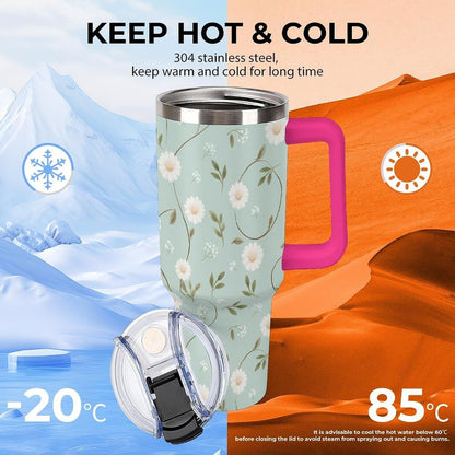 Leakproof Car Cup Vacuum Sealed With Lid For Office Crystal Clear Blue Water Ripple Print Drinkware Light Rose Red-style-5 - Colors F