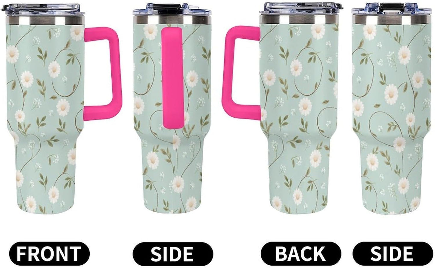 Leakproof Car Cup Vacuum Sealed With Lid For Office Crystal Clear Blue Water Ripple Print Drinkware Light Rose Red-style-5 - Colors F