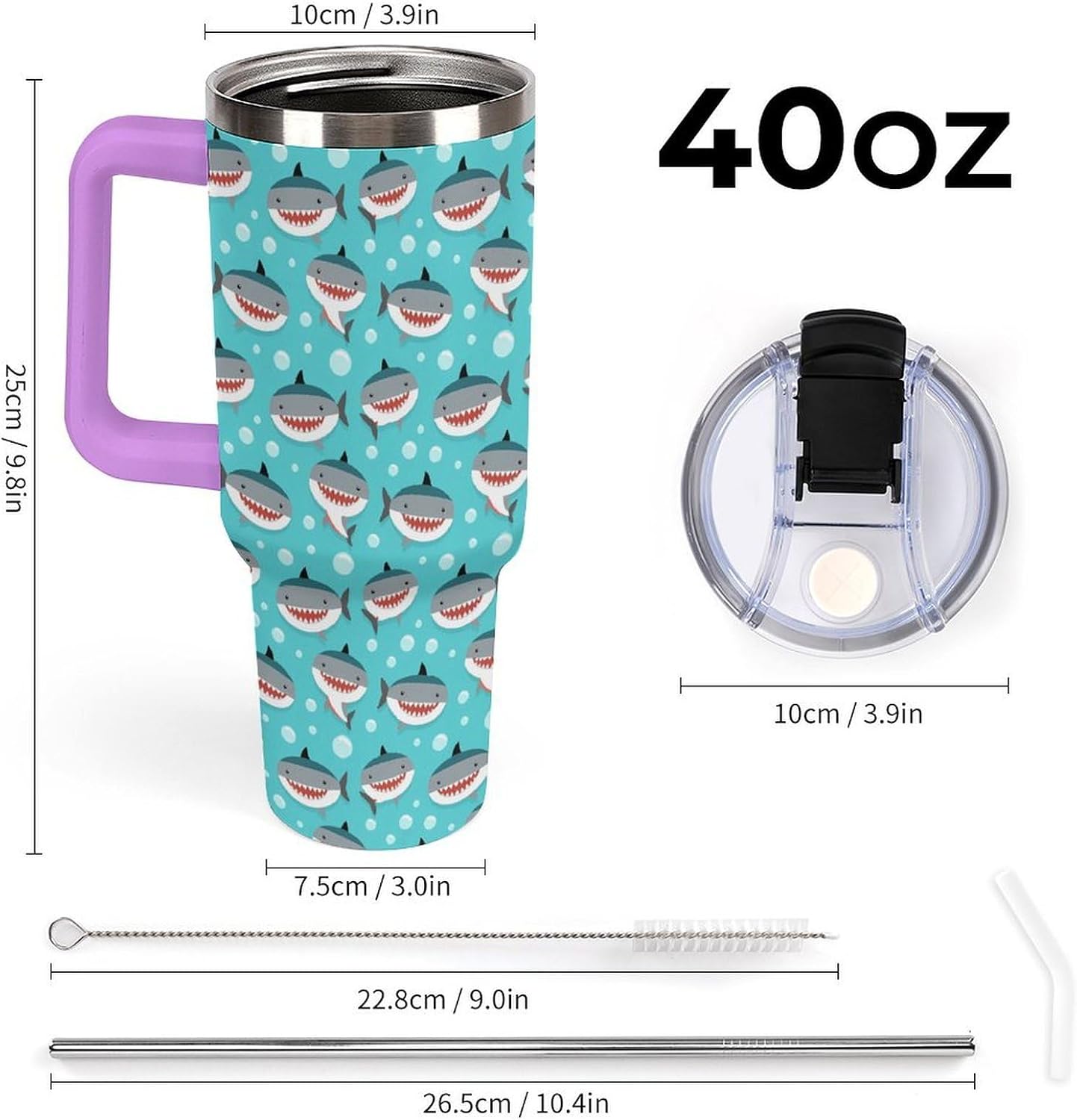 Leakproof Car Cup Vacuum Sealed With Lid For Office Crystal Clear Blue Water Ripple Print Drinkware Light Rose Red-style-5 - Colors F