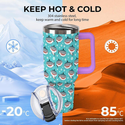 Leakproof Car Cup Vacuum Sealed With Lid For Office Crystal Clear Blue Water Ripple Print Drinkware Light Rose Red-style-5 - Colors F