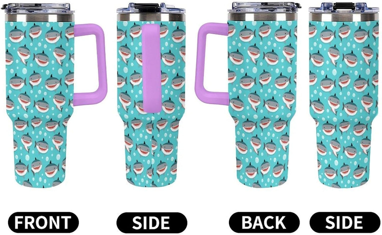 Leakproof Car Cup Vacuum Sealed With Lid For Office Crystal Clear Blue Water Ripple Print Drinkware Light Rose Red-style-5 - Colors F