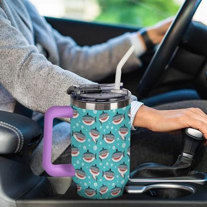 Leakproof Car Cup Vacuum Sealed With Lid For Office Crystal Clear Blue Water Ripple Print Drinkware Light Rose Red-style-5 - Colors F