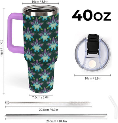 Leakproof Car Cup Vacuum Sealed With Lid For Office Crystal Clear Blue Water Ripple Print Drinkware Light Rose Red-style-5 - Colors F