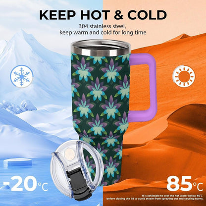 Leakproof Car Cup Vacuum Sealed With Lid For Office Crystal Clear Blue Water Ripple Print Drinkware Light Rose Red-style-5 - Colors F