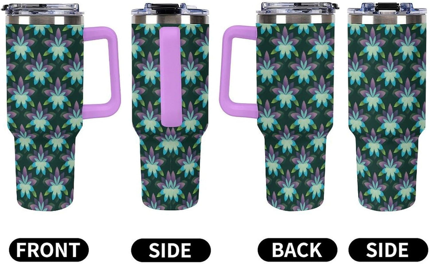 Leakproof Car Cup Vacuum Sealed With Lid For Office Crystal Clear Blue Water Ripple Print Drinkware Light Rose Red-style-5 - Colors F