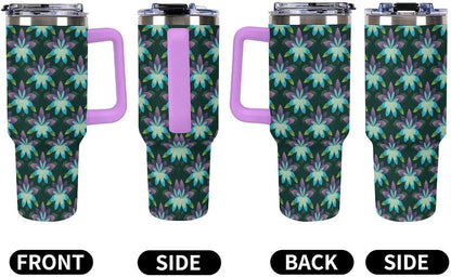 Leakproof Car Cup Vacuum Sealed With Lid For Office Crystal Clear Blue Water Ripple Print Drinkware Light Rose Red-style-5 - Colors F