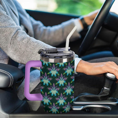 Leakproof Car Cup Vacuum Sealed With Lid For Office Crystal Clear Blue Water Ripple Print Drinkware Light Rose Red-style-5 - Colors F