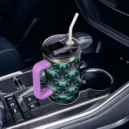 Leakproof Car Cup Vacuum Sealed With Lid For Office Crystal Clear Blue Water Ripple Print Drinkware Light Rose Red-style-5 - Colors F