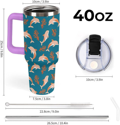 Leakproof Car Cup Vacuum Sealed With Lid For Office Crystal Clear Blue Water Ripple Print Drinkware Light Rose Red-style-5 - Colors F