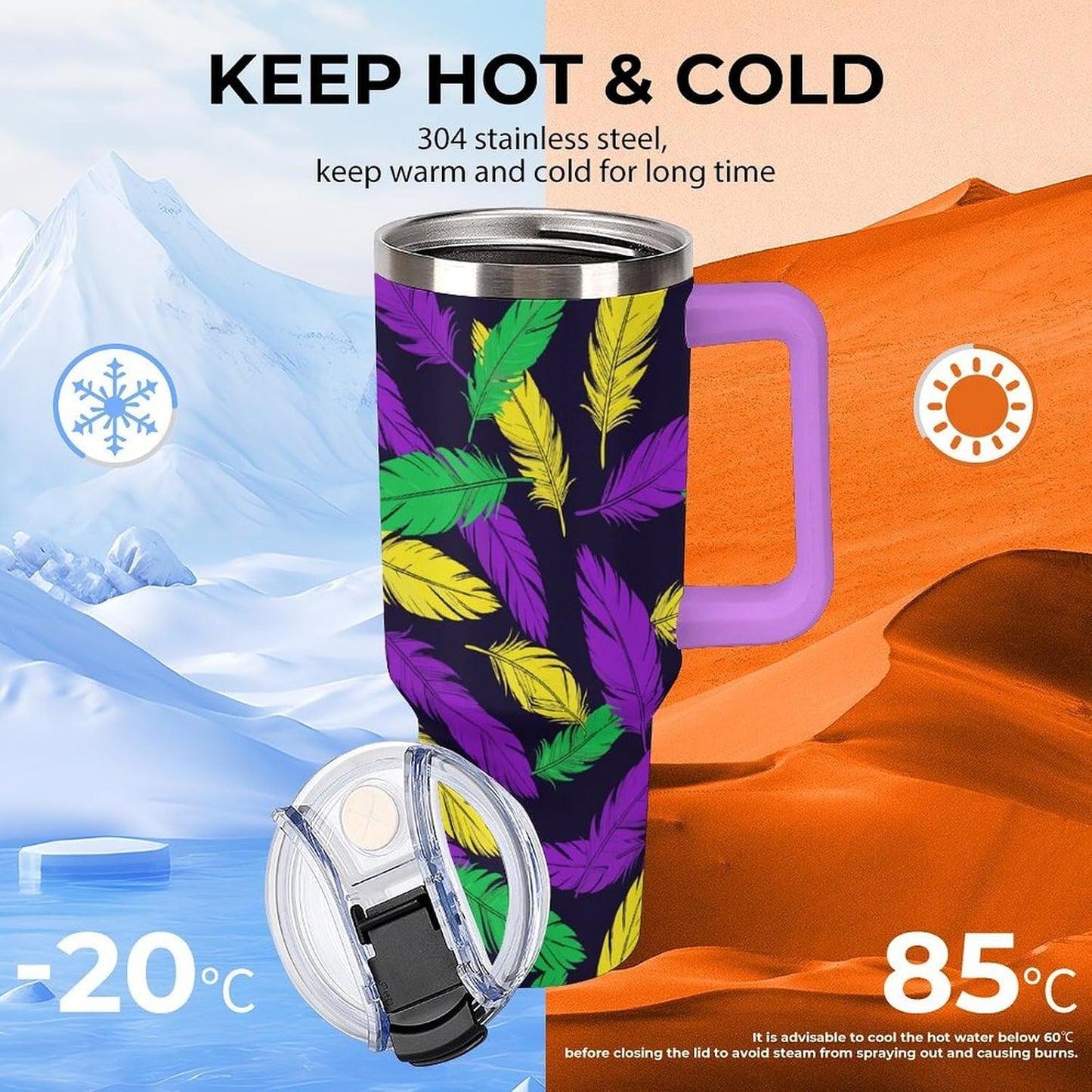 Leakproof Car Cup Vacuum Sealed With Lid For Office Crystal Clear Blue Water Ripple Print Drinkware Light Rose Red-style-5 - Colors F