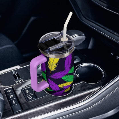 Leakproof Car Cup Vacuum Sealed With Lid For Office Crystal Clear Blue Water Ripple Print Drinkware Light Rose Red-style-5 - Colors F