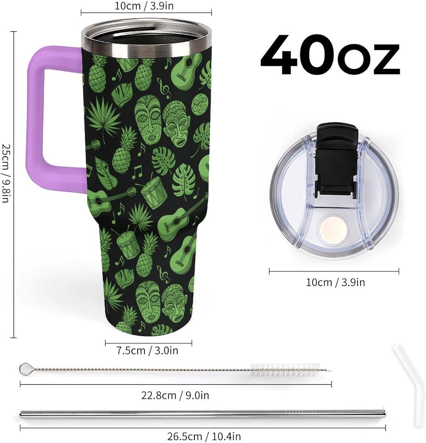 Leakproof Car Cup Vacuum Sealed With Lid For Office Crystal Clear Blue Water Ripple Print Drinkware Light Rose Red-style-5 - Colors F