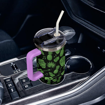 Leakproof Car Cup Vacuum Sealed With Lid For Office Crystal Clear Blue Water Ripple Print Drinkware Light Rose Red-style-5 - Colors F