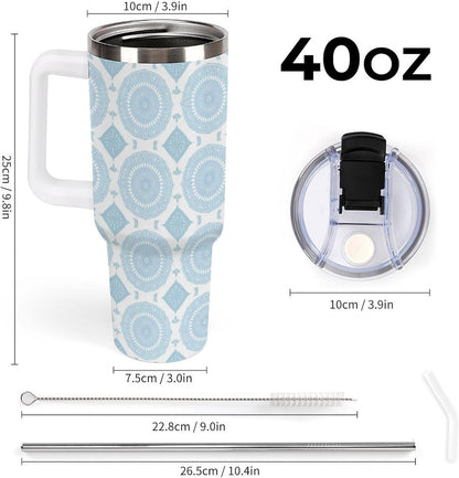 Leakproof Car Cup Vacuum Sealed With Lid For Office Crystal Clear Blue Water Ripple Print Drinkware Light Rose Red-style-5 - Colors F