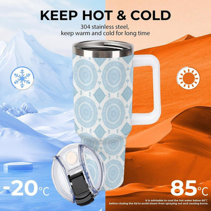 Leakproof Car Cup Vacuum Sealed With Lid For Office Crystal Clear Blue Water Ripple Print Drinkware Light Rose Red-style-5 - Colors F